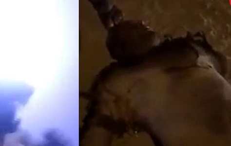 لحظه برخورد مرگبار صاعقه به دو مرد
